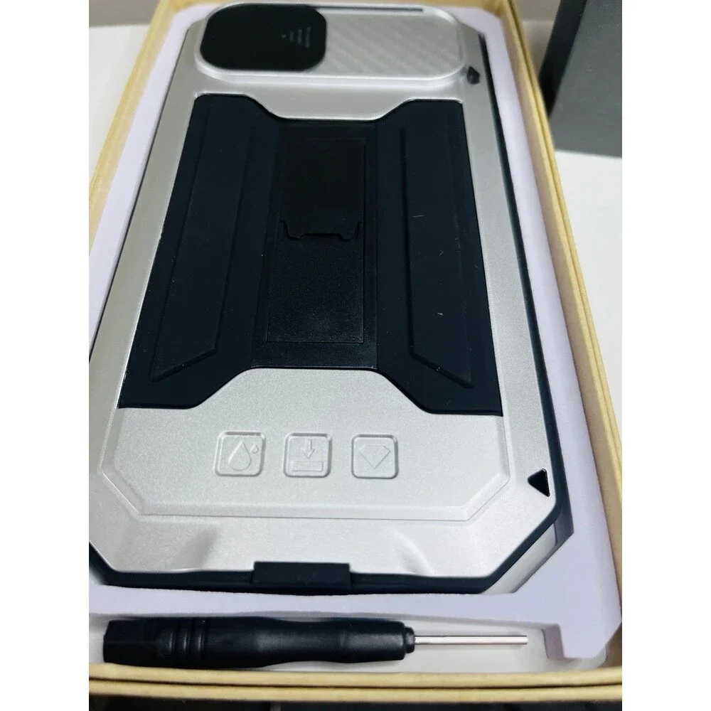 iPhone 15 Pro Rugged Black Waterproof Kickstand Full Body Case